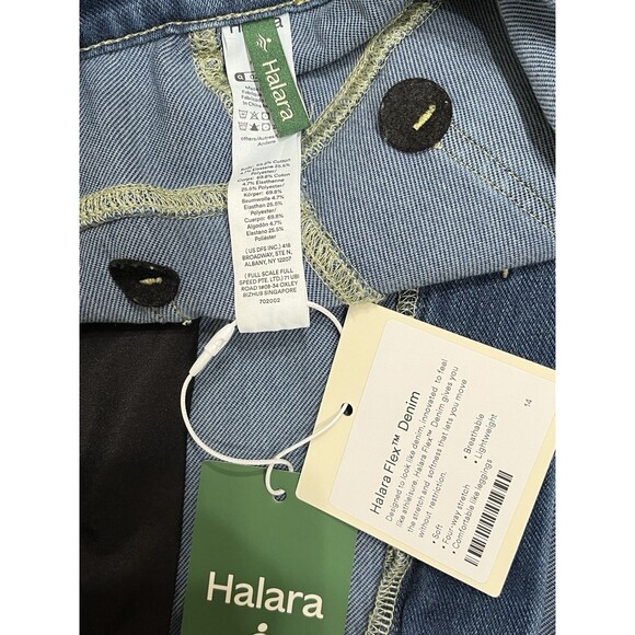 Halara Flex Denim High Waist Cuffed Leg Stretch Bermuda 9in Shorts Womens L - Picture 11 of 13